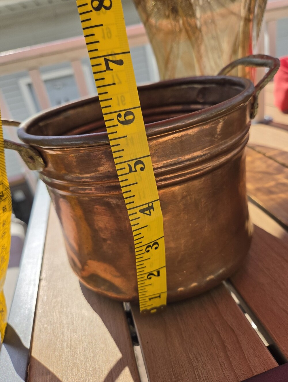 Vintage Turkish Handmade Copper Planter Cooking Pot Copper Brass Hand Forged - Picture 10 of 11